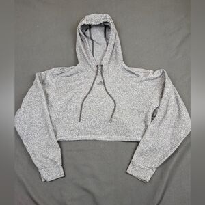 Adidas Women's Medium Copped Hoodie Dark Grey Heather